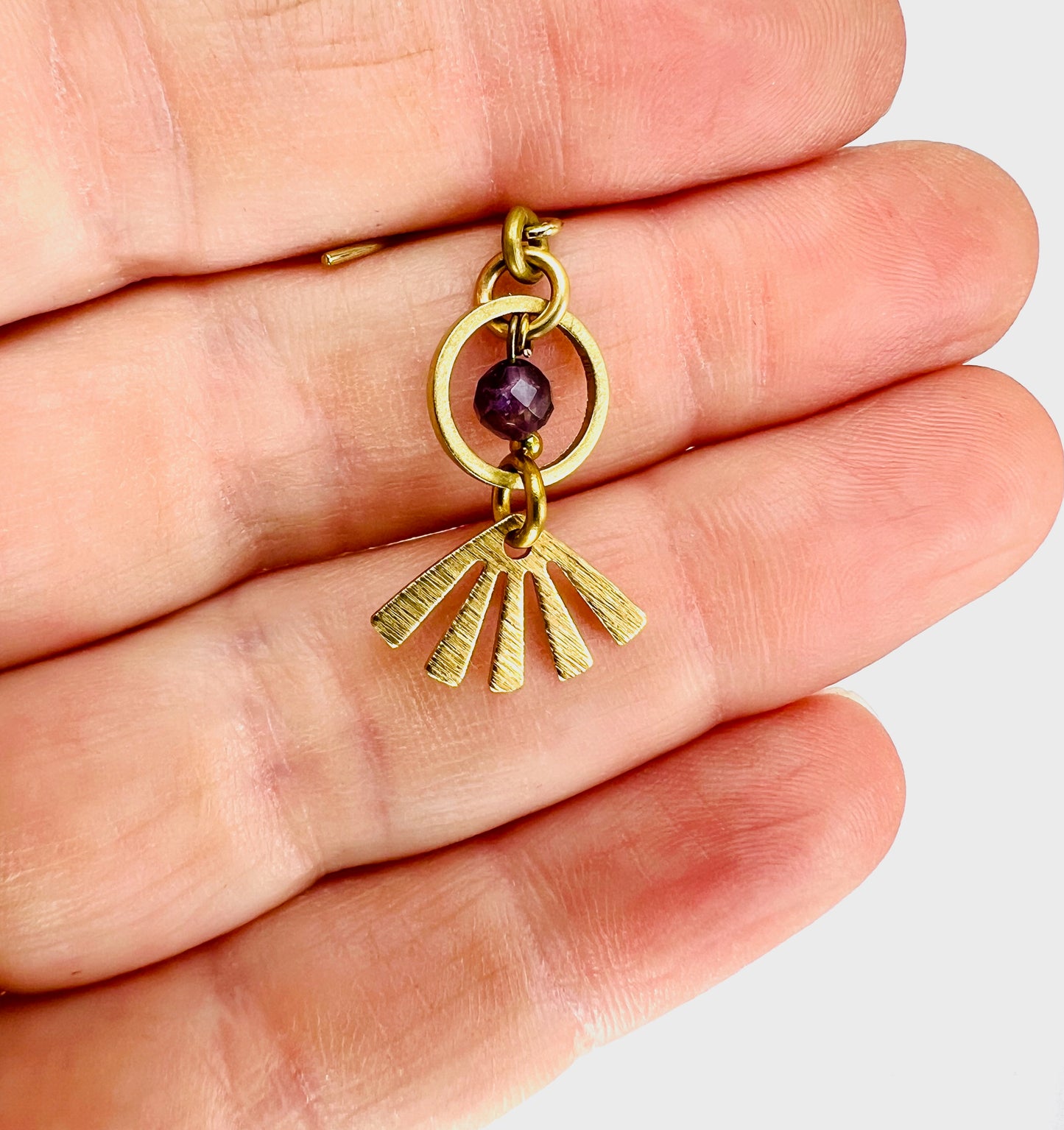 Singly Sold Amethyst Fan Earring, Crystal Manifestation Jewelry