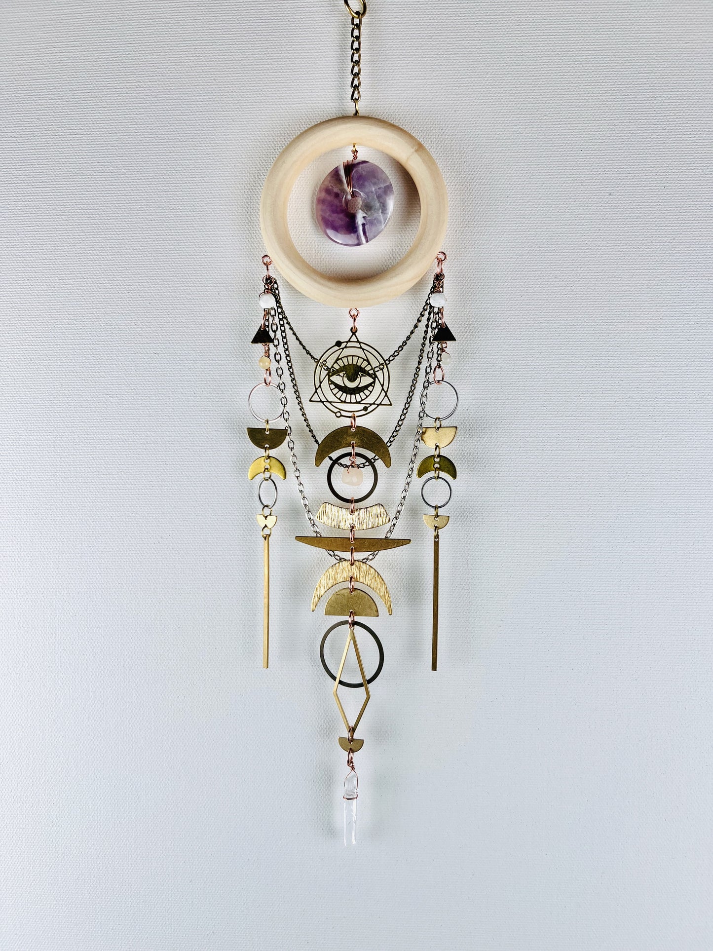 Amethyst, Howlite & Clear Quartz Manifestation Charm Wall Art