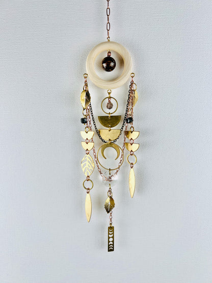 Bronzite, Golden Obsidian & Iolite Manifestation Charm Wall Art