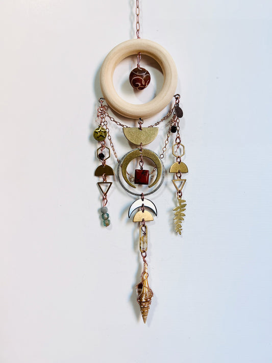 Jade, Moonstone and Red Garnet Manifestation Charm