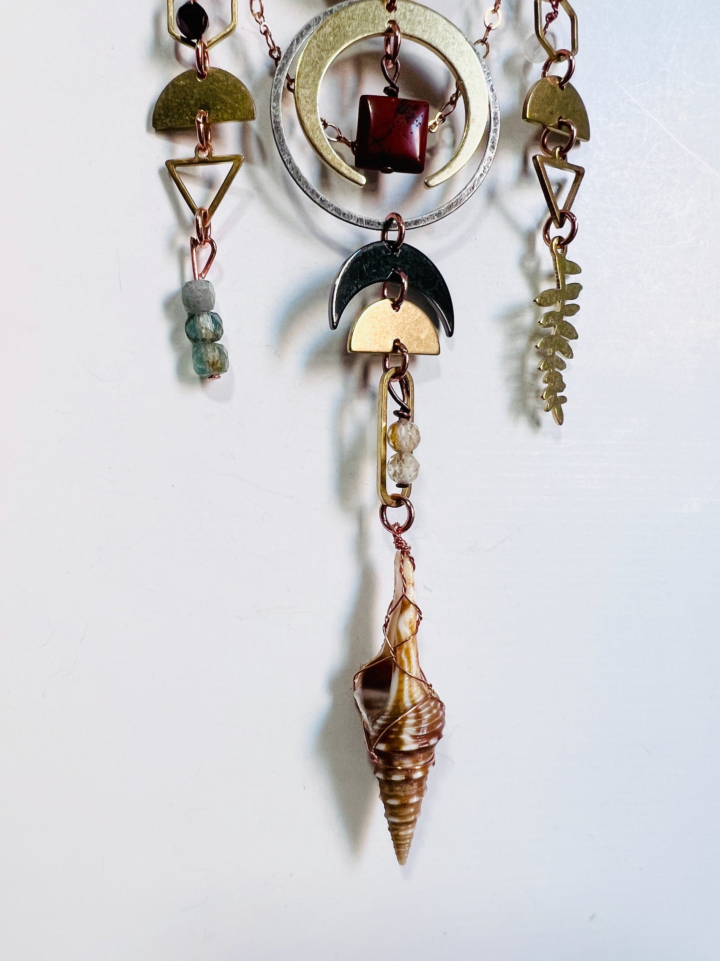 Jade, Moonstone and Red Garnet Manifestation Charm