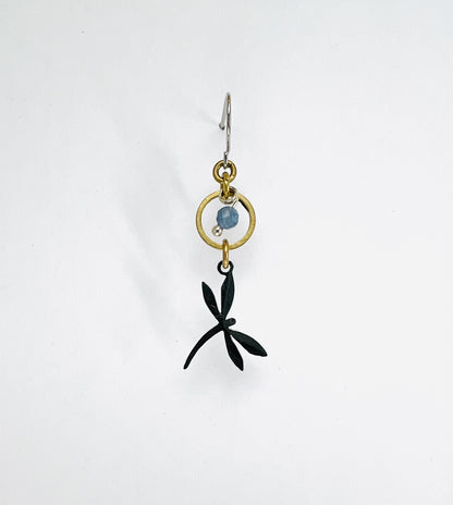 Kyanite dragonfly single crystal earring, handmade manifestation jewelry designed to support clarity, intuition, and authentic self-expression.