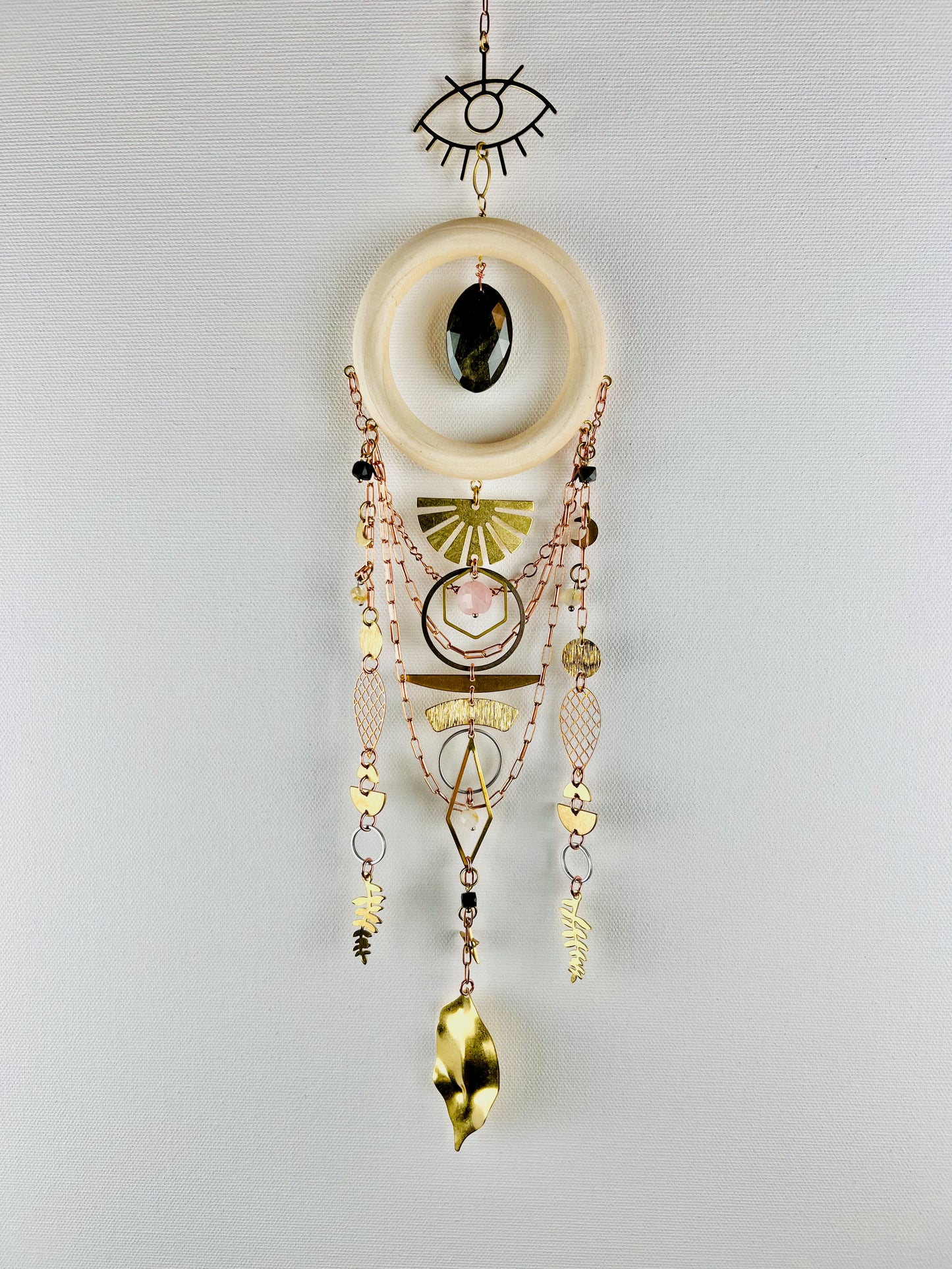 Obsidian, Citrine & Rose Quartz Manifestation Charm Wall Art