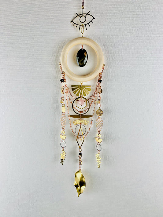 Obsidian, Citrine & Rose Quartz Manifestation Charm Wall Art