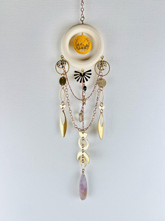 Onyx, Smoky Quartz & Amethyst Manifestation Charm Wall Art