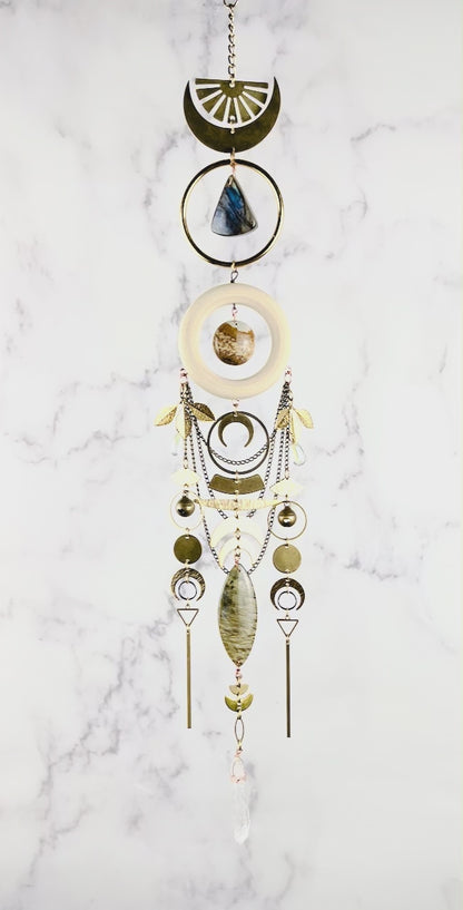 Labradorite, Picture Jasper & Clear Quartz Crystal Wall Art for the Home