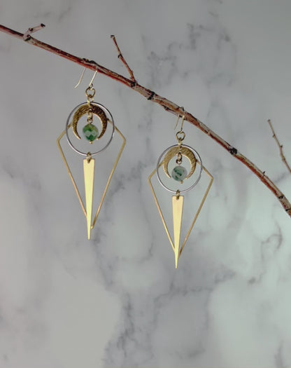 Moss Agate Earrings, Manifestation Jewelry