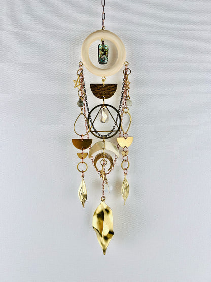 Seashell, Jade, Smoky Quartz & Opalite Manifestation Charm Wall Art